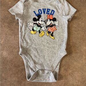 Jumping Bean - Disney Gray Mickey and Minnie Mouse Loved Bodysuit, Size 9M